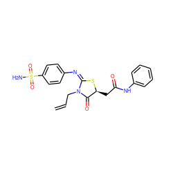 C=CCN1C(=O)[C@H](CC(=O)Nc2ccccc2)S/C1=N/c1ccc(S(N)(=O)=O)cc1 ZINC000100864365