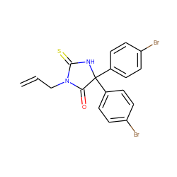 C=CCN1C(=O)C(c2ccc(Br)cc2)(c2ccc(Br)cc2)NC1=S ZINC000013642250