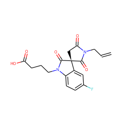 C=CCN1C(=O)C[C@]2(C1=O)C(=O)N(CCCC(=O)O)c1ccc(F)cc12 ZINC000014976561