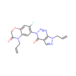 C=CCN1C(=O)COc2cc(F)c(-n3nnc4c(cnn4CC=C)c3=O)cc21 ZINC000098082567