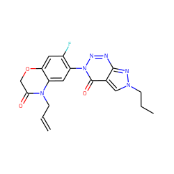 C=CCN1C(=O)COc2cc(F)c(-n3nnc4nn(CCC)cc4c3=O)cc21 ZINC000098084272