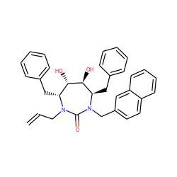 C=CCN1C(=O)N(Cc2ccc3ccccc3c2)[C@H](Cc2ccccc2)[C@H](O)[C@@H](O)[C@H]1Cc1ccccc1 ZINC000014946454