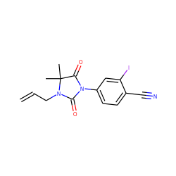 C=CCN1C(=O)N(c2ccc(C#N)c(I)c2)C(=O)C1(C)C ZINC000028393756