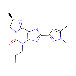 C=CCN1C(=O)N2C[C@@H](C)N=C2c2[nH]c(-c3cc(C)n(C)n3)nc21 ZINC000072107921