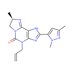 C=CCN1C(=O)N2C[C@@H](C)N=C2c2[nH]c(-c3cc(C)nn3C)nc21 ZINC000072109124