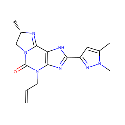 C=CCN1C(=O)N2C[C@H](C)N=C2c2[nH]c(-c3cc(C)n(C)n3)nc21 ZINC000072107922