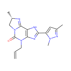 C=CCN1C(=O)N2C[C@H](C)N=C2c2[nH]c(-c3cc(C)nn3C)nc21 ZINC000072109125