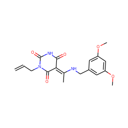 C=CCN1C(=O)NC(=O)/C(=C(/C)NCc2cc(OC)cc(OC)c2)C1=O ZINC000001283249