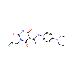 C=CCN1C(=O)NC(=O)/C(=C(/C)Nc2ccc(N(CC)CC)cc2)C1=O ZINC000009242358