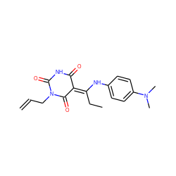 C=CCN1C(=O)NC(=O)/C(=C(/CC)Nc2ccc(N(C)C)cc2)C1=O ZINC000009111446