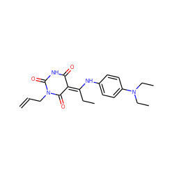 C=CCN1C(=O)NC(=O)/C(=C(/CC)Nc2ccc(N(CC)CC)cc2)C1=O ZINC000009111495