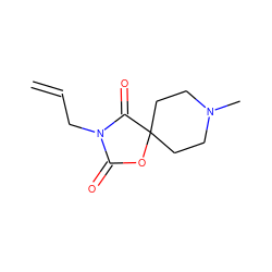 C=CCN1C(=O)OC2(CCN(C)CC2)C1=O ZINC000000011058