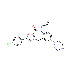 C=CCN1C(=O)c2oc(-c3ccc(Cl)cc3)cc2Cc2cc(N3CCNCC3)ccc21 ZINC000096270558