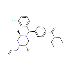 C=CCN1C[C@@H](C)N([C@H](c2ccc(C(=O)N(CC)CC)cc2)c2cccc(F)c2)C[C@@H]1C ZINC000022938570