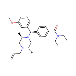 C=CCN1C[C@@H](C)N([C@H](c2ccc(C(=O)N(CC)CC)cc2)c2cccc(OC)c2)C[C@@H]1C ZINC000022028879