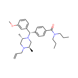 C=CCN1C[C@H](C)N([C@@H](c2ccc(C(=O)N(CCC)CCC)cc2)c2cccc(OC)c2)C[C@H]1C ZINC000022938803