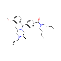 C=CCN1C[C@H](C)N([C@@H](c2ccc(C(=O)N(CCCC)CCCC)cc2)c2cccc(OC)c2)C[C@H]1C ZINC000022938813