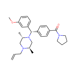 C=CCN1C[C@H](C)N([C@@H](c2ccc(C(=O)N3CCCC3)cc2)c2cccc(OC)c2)C[C@H]1C ZINC000022938817