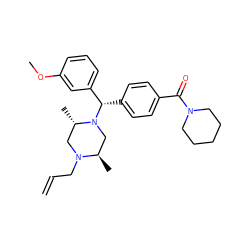 C=CCN1C[C@H](C)N([C@@H](c2ccc(C(=O)N3CCCCC3)cc2)c2cccc(OC)c2)C[C@H]1C ZINC000019360885