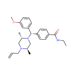 C=CCN1C[C@H](C)N([C@@H](c2ccc(C(=O)NCC)cc2)c2cccc(OC)c2)C[C@H]1C ZINC000022938793