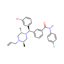 C=CCN1C[C@H](C)N([C@@H](c2cccc(O)c2)c2cccc(C(=O)N(C)c3ccc(Cl)cc3)c2)C[C@H]1C ZINC000022928132