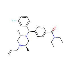 C=CCN1C[C@H](C)N([C@H](c2ccc(C(=O)N(CC)CC)cc2)c2cccc(F)c2)C[C@H]1C ZINC000022938559