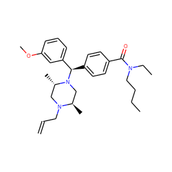 C=CCN1C[C@H](C)N([C@H](c2ccc(C(=O)N(CC)CCCC)cc2)c2cccc(OC)c2)C[C@H]1C ZINC000022938775