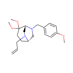 C=CCN1C[C@H]2N(Cc3ccc(OC)cc3)C[C@@H]1CCC2(OC)OC ZINC000045494994