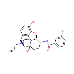 C=CCN1CC[C@]23c4c5ccc(O)c4O[C@H]2[C@H](NC(=O)c2cccc(Br)c2)CC[C@@]3(O)[C@H]1C5 ZINC000095552447