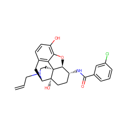 C=CCN1CC[C@]23c4c5ccc(O)c4O[C@H]2[C@H](NC(=O)c2cccc(Cl)c2)CC[C@@]3(O)[C@H]1C5 ZINC000095555347