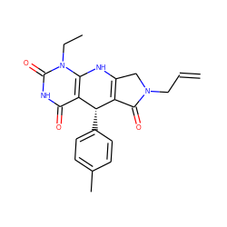 C=CCN1CC2=C(C1=O)[C@H](c1ccc(C)cc1)c1c(n(CC)c(=O)[nH]c1=O)N2 ZINC001772626897