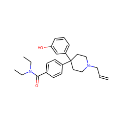 C=CCN1CCC(c2ccc(C(=O)N(CC)CC)cc2)(c2cccc(O)c2)CC1 ZINC000045388289