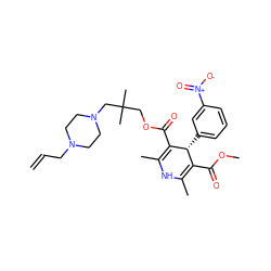 C=CCN1CCN(CC(C)(C)COC(=O)C2=C(C)NC(C)=C(C(=O)OC)[C@H]2c2cccc([N+](=O)[O-])c2)CC1 ZINC000031291792