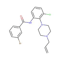 C=CCN1CCN(c2c(Cl)cccc2NC(=O)c2cccc(Br)c2)CC1 ZINC000062241930