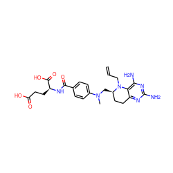 C=CCN1c2c(N)nc(N)nc2CC[C@H]1CN(C)c1ccc(C(=O)N[C@@H](CCC(=O)O)C(=O)O)cc1 ZINC000095576073