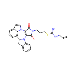 C=CCNC(=N)SCCCN1C(=O)C2=C(C1=O)n1ccc3cccc(c31)[C@H]1Cc3ccccc3N21 ZINC000042891869