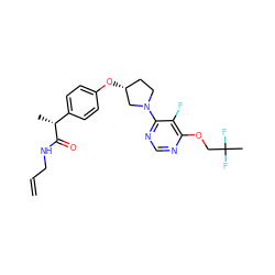 C=CCNC(=O)[C@H](C)c1ccc(O[C@@H]2CCN(c3ncnc(OCC(C)(F)F)c3F)C2)cc1 ZINC001772577099