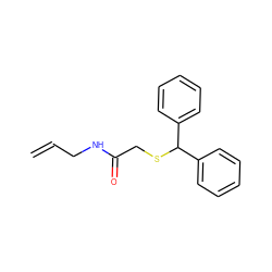 C=CCNC(=O)CSC(c1ccccc1)c1ccccc1 ZINC000045964122