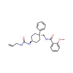 C=CCNC(=O)N[C@H]1CC[C@@](CNC(=O)c2ccccc2OC)(c2ccccc2)CC1 ZINC000100764268