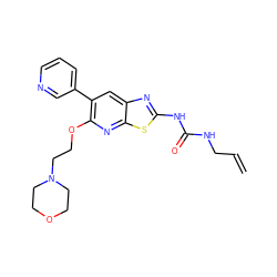 C=CCNC(=O)Nc1nc2cc(-c3cccnc3)c(OCCN3CCOCC3)nc2s1 ZINC000069063501