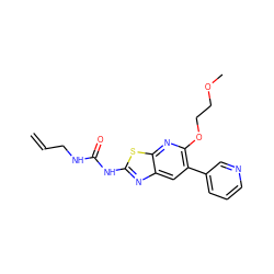 C=CCNC(=O)Nc1nc2cc(-c3cccnc3)c(OCCOC)nc2s1 ZINC000069063259