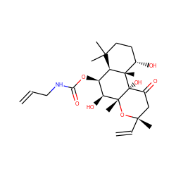 C=CCNC(=O)O[C@@H]1[C@H](O)[C@@]2(C)O[C@@](C)(C=C)CC(=O)[C@]2(O)[C@@]2(C)[C@@H](O)CCC(C)(C)[C@H]12 ZINC000013756837