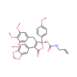 C=CCNC(=O)O[C@]1(c2ccc(OC)cc2)OC(=O)C(c2ccc3c(c2)OCO3)=C1Cc1cc(OC)c(OC)c(OC)c1 ZINC000026821614