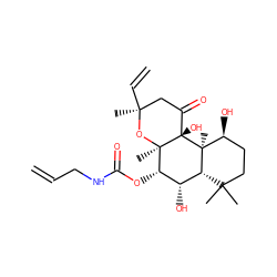 C=CCNC(=O)O[C@H]1[C@@H](O)[C@H]2C(C)(C)CC[C@H](O)[C@]2(C)[C@@]2(O)C(=O)C[C@](C)(C=C)O[C@]12C ZINC000013756822