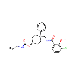 C=CCNC(=O)O[C@H]1CC[C@@](CNC(=O)c2cccc(Cl)c2OC)(c2ccccc2)CC1 ZINC000253689627