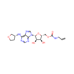 C=CCNC(=O)OC[C@H]1O[C@@H](n2cnc3c(N[C@@H]4CCOC4)ncnc32)[C@H](O)[C@@H]1O ZINC000013589098