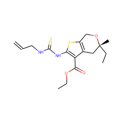 C=CCNC(=S)Nc1sc2c(c1C(=O)OCC)C[C@@](C)(CC)OC2 ZINC000008691040