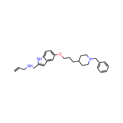 C=CCNCc1cc2cc(OCCCC3CCN(Cc4ccccc4)CC3)ccc2[nH]1 ZINC000299868562