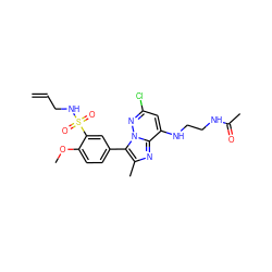 C=CCNS(=O)(=O)c1cc(-c2c(C)nc3c(NCCNC(C)=O)cc(Cl)nn23)ccc1OC ZINC001772589846