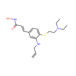 C=CCNc1cc(/C=C/C(=O)NO)ccc1SCCN(CC)CC ZINC000118759915